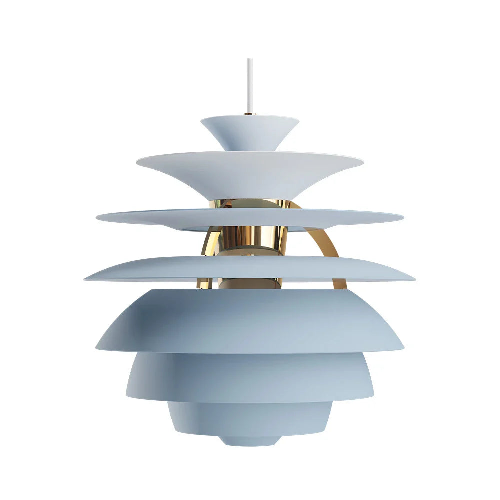Louis Poulsen Ph Snowball Pendant, Dusty Blue/Brass Metallised