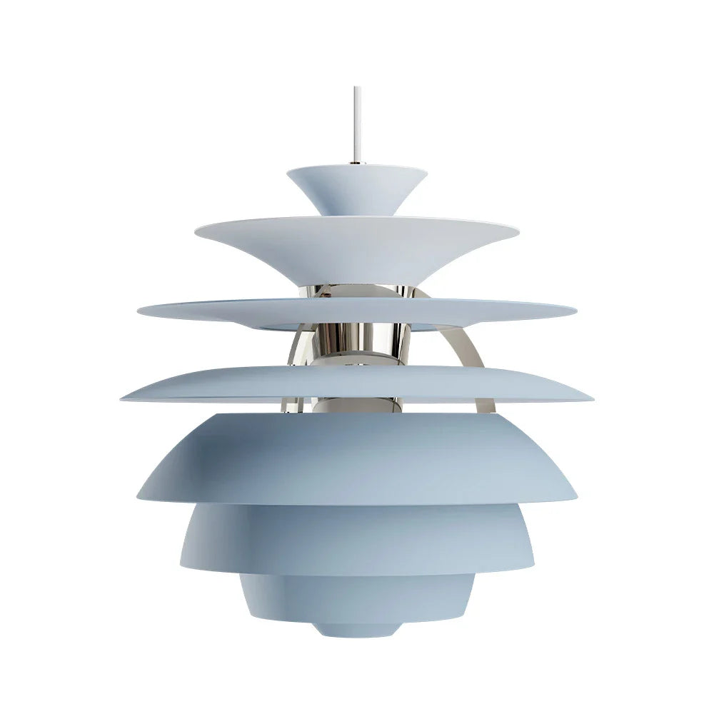 Louis Poulsen Ph Snowball Pendant, Dusty Blue/High Lustre Chrome Plated