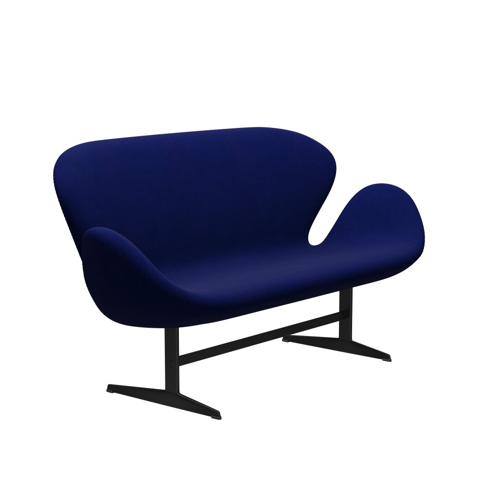 Fritz Hansen Swan Sofa 2 Seater, Black Lacquered/Divina Royal Blue