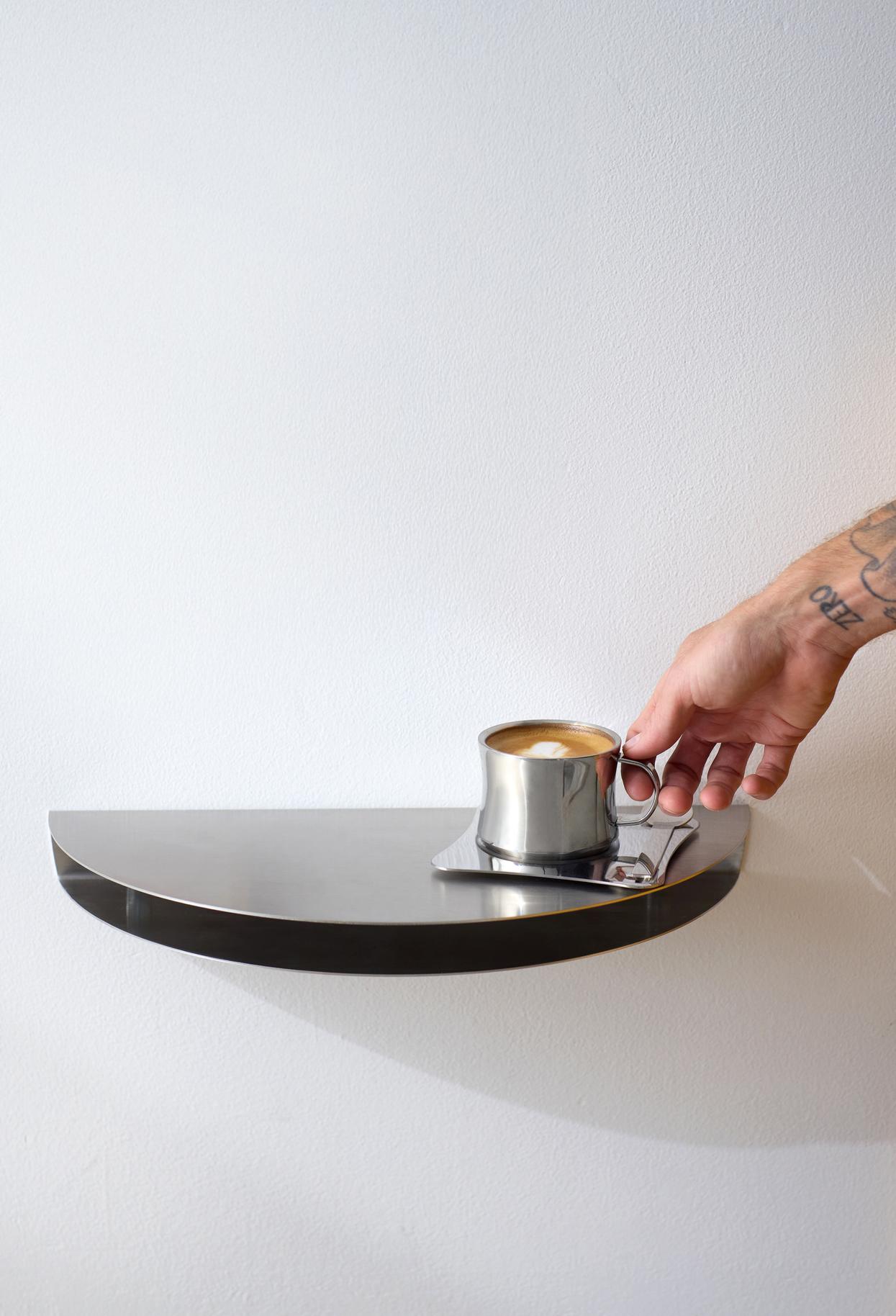 Moebe Half Moon Shelf 20x40 Cm, Stainless Steel