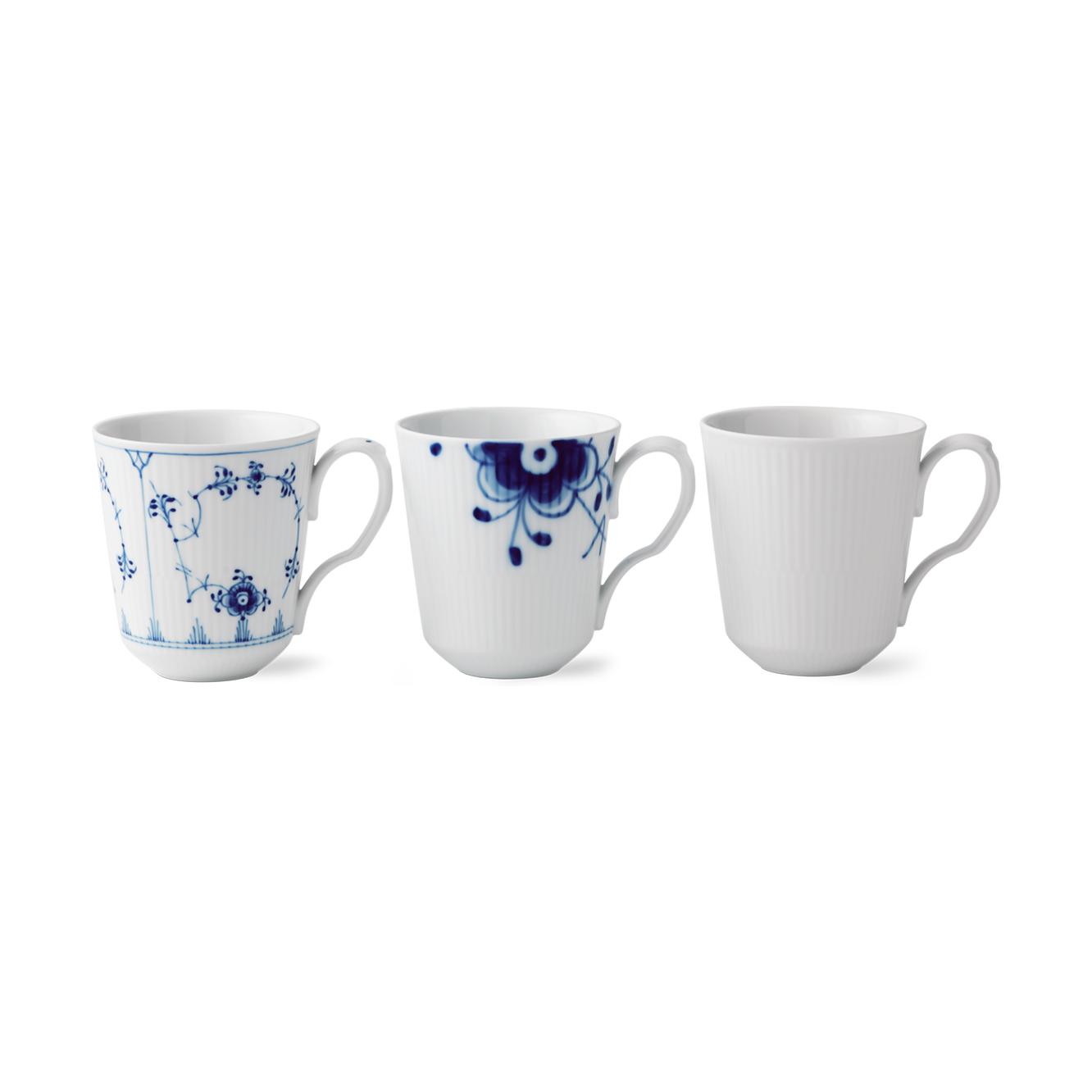 Royal Copenhagen Musselmalet Semi Lace Mug Gift Set 37 Cl, 3 Pcs