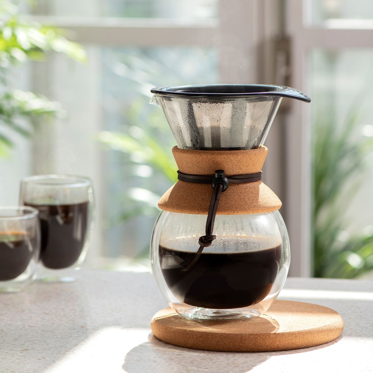 [product_category]-Bodum Pour Over Double Walled Coffee Maker With Permanent Coffee Filter Cork, 8 Cups-Bodum-699965336806-11682-109-BOD-2