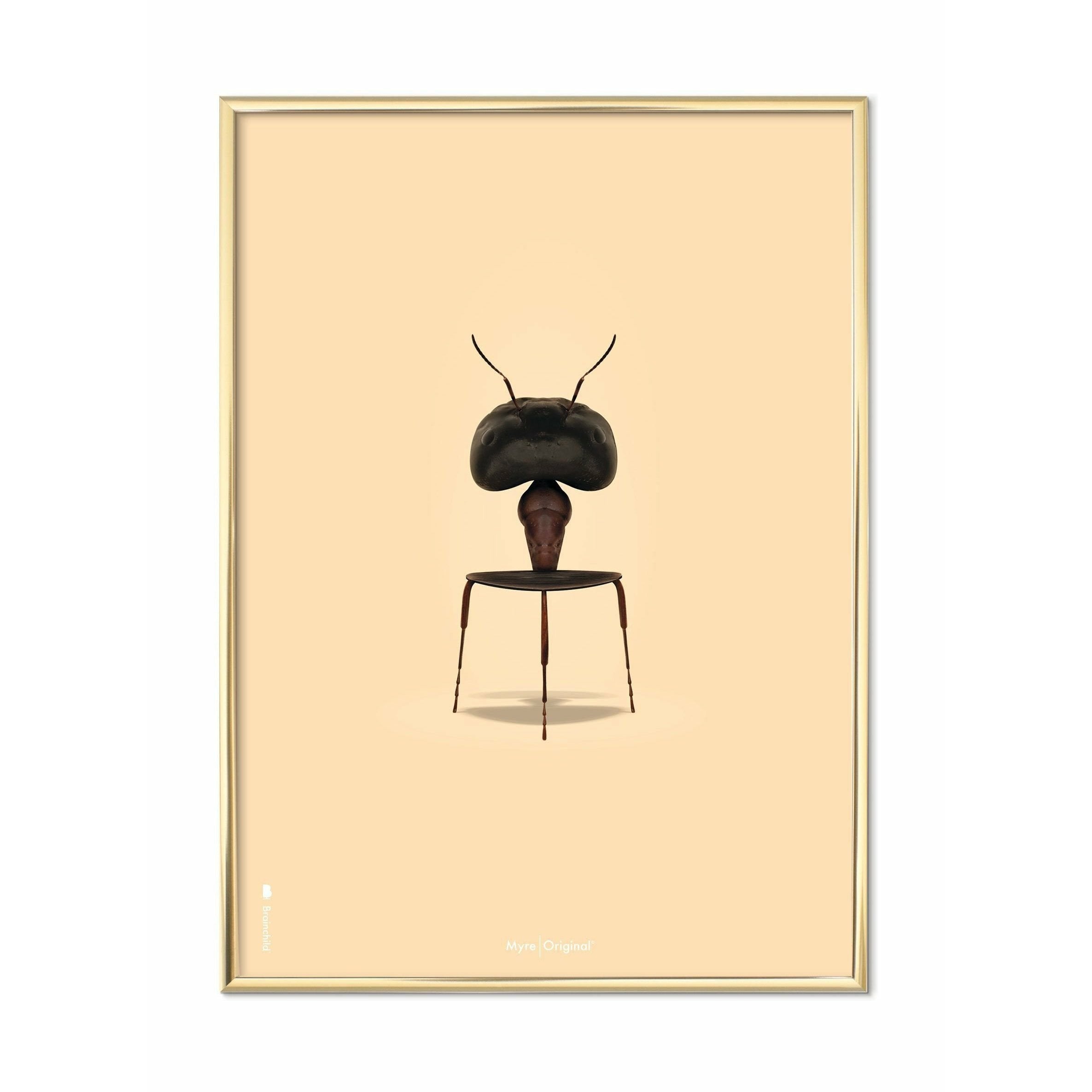 [product_category]-Brainchild Ant Classic Poster, Brass Colored Frame 70 X100 Cm, Sand Colored Background-Brainchild-42004-D-BRA-1