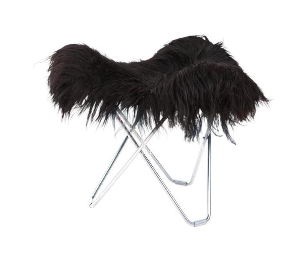 [product_category]-Cuero Iceland Flying Goose Stool, Wild Black/Chrome-Cuero-7340172614715-1471-CUE-1