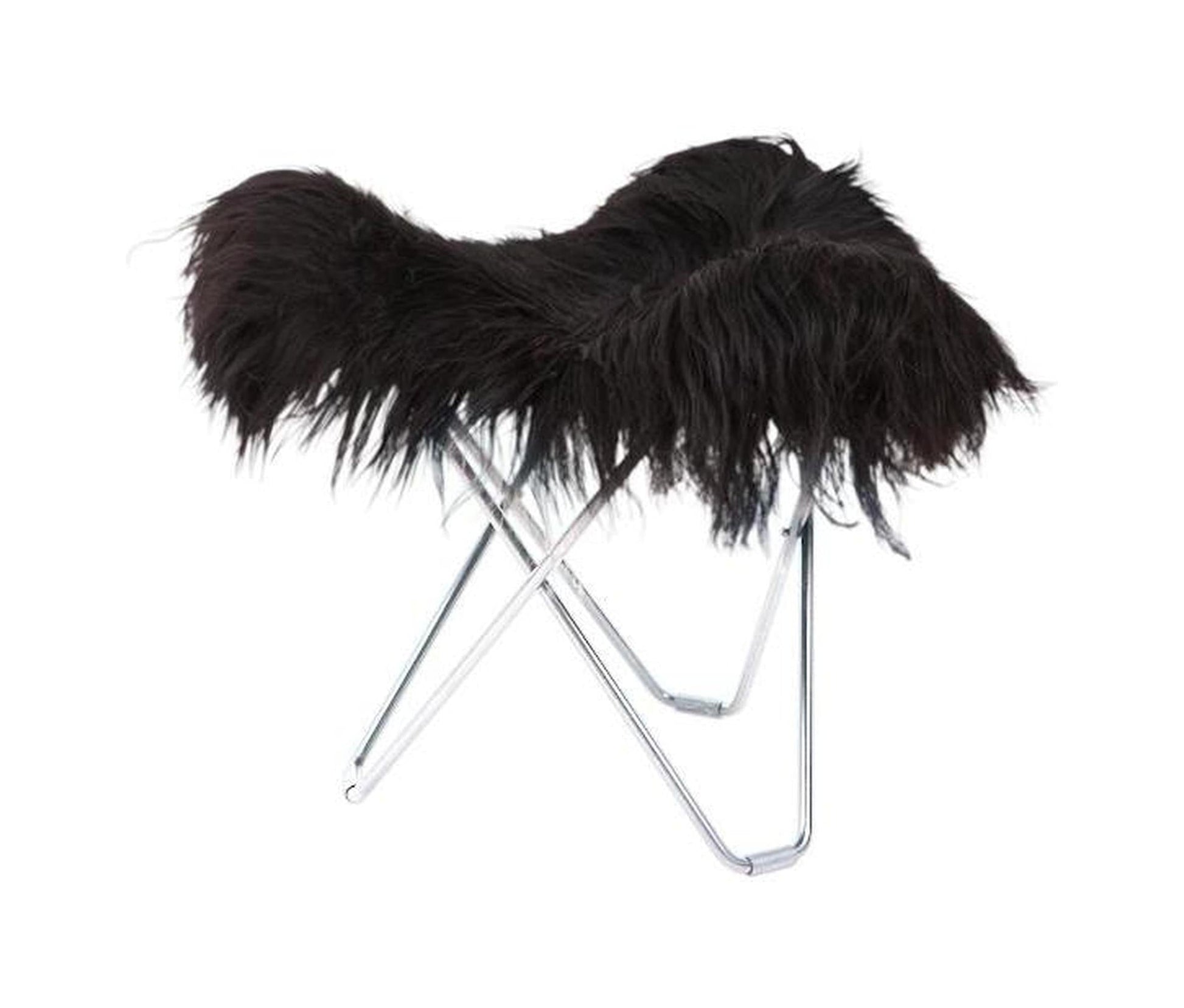 [product_category]-Cuero Iceland Flying Goose Stool, Wild Black/Chrome-Cuero-7340172614715-1471-CUE-1