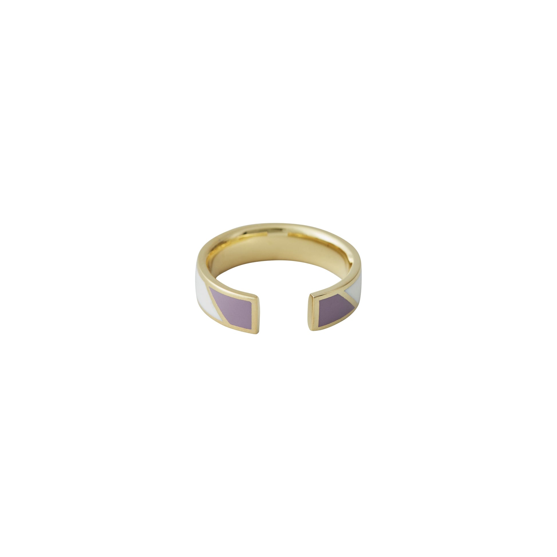 [product_category]-Design Letters Striped Candy Ring Brass Gold Platted, Violet/White-Design Letters-5710498189082-90604013DPWHITE-DES-2
