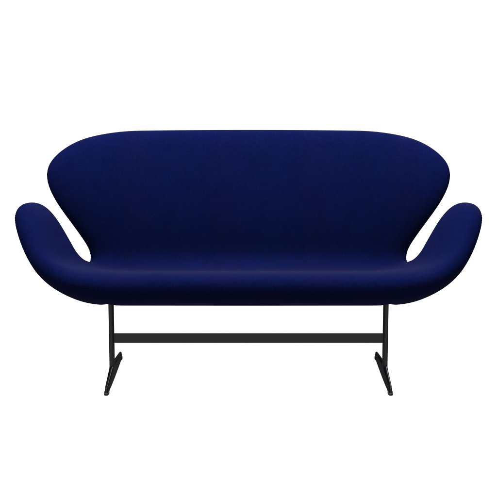 [product_category]-Fritz Hansen Swan Sofa 2 Seater, Black Lacquered/Divina Royal Blue-Fritz Hansen-3321-DIV791-BLLA-FRI-1