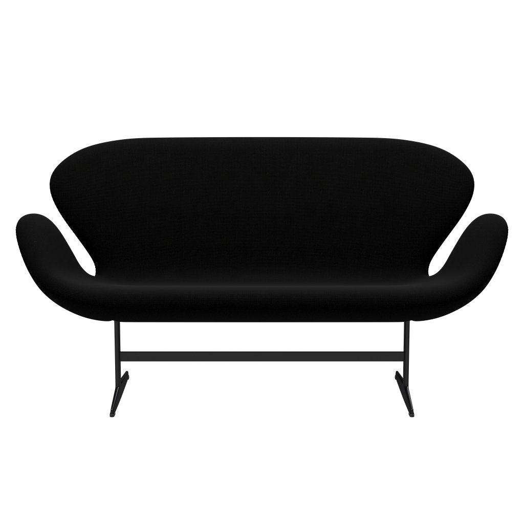[product_category]-Fritz Hansen Swan Sofa 2 Seater, Black Lacquered/Hallingdal Black-Fritz Hansen-3321-HAL190-BLLA-FRI-1