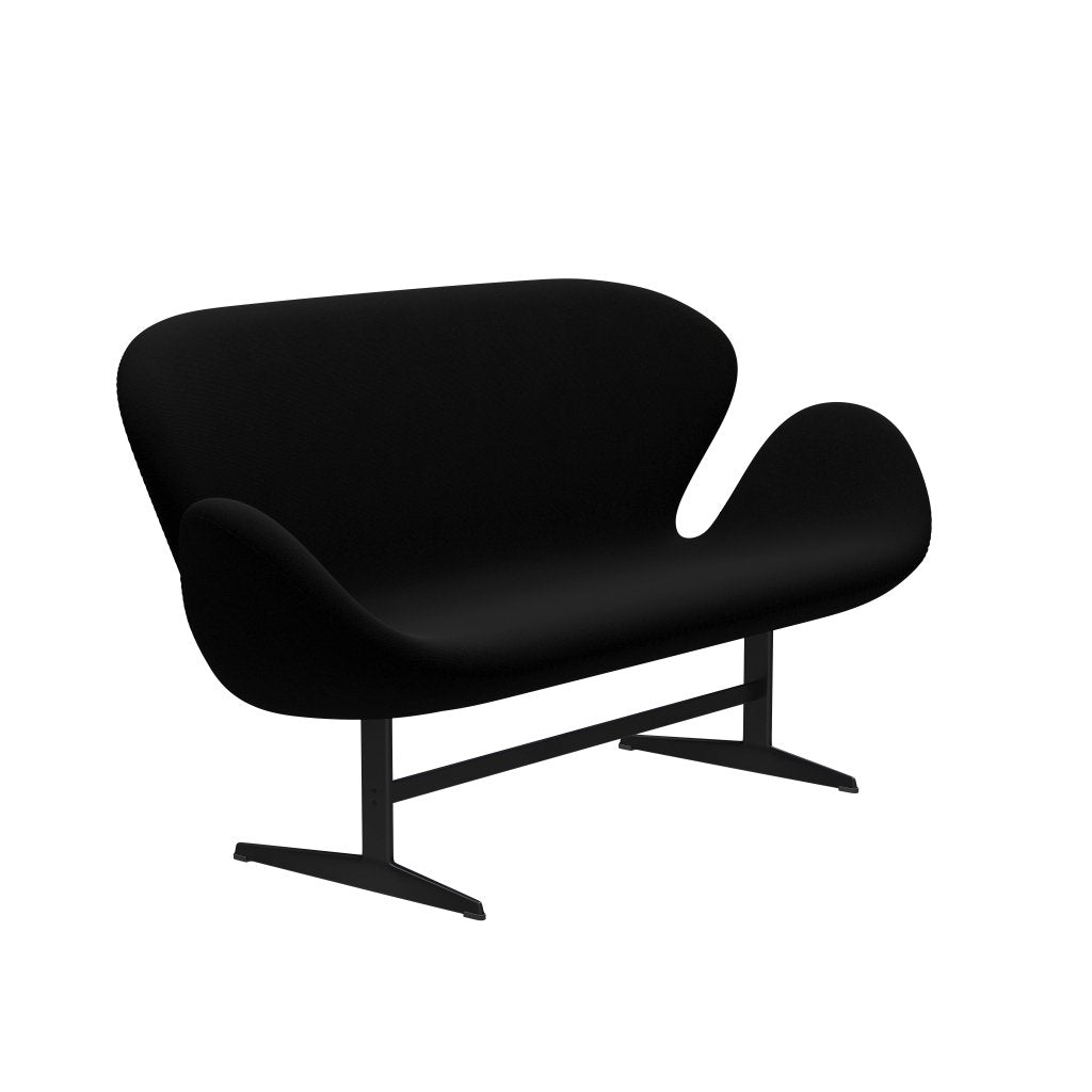 [product_category]-Fritz Hansen Swan Sofa 2 Seater, Black Lacquered/Hallingdal Black-Fritz Hansen-3321-HAL190-BLLA-FRI-2