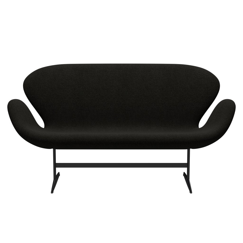 [product_category]-Fritz Hansen Swan Sofa 2 Seater, Black Lacquered/Hallingdal Black/Grey (173)-Fritz Hansen-3321-HAL173-BLLA-FRI-1