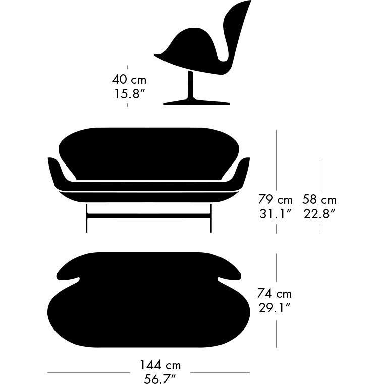 [product_category]-Fritz Hansen Swan Sofa 2 Seater, Brown Bronze/Canvas Light Green/Blue-Fritz Hansen-3321-CA0974-BBBASE-FRI-8
