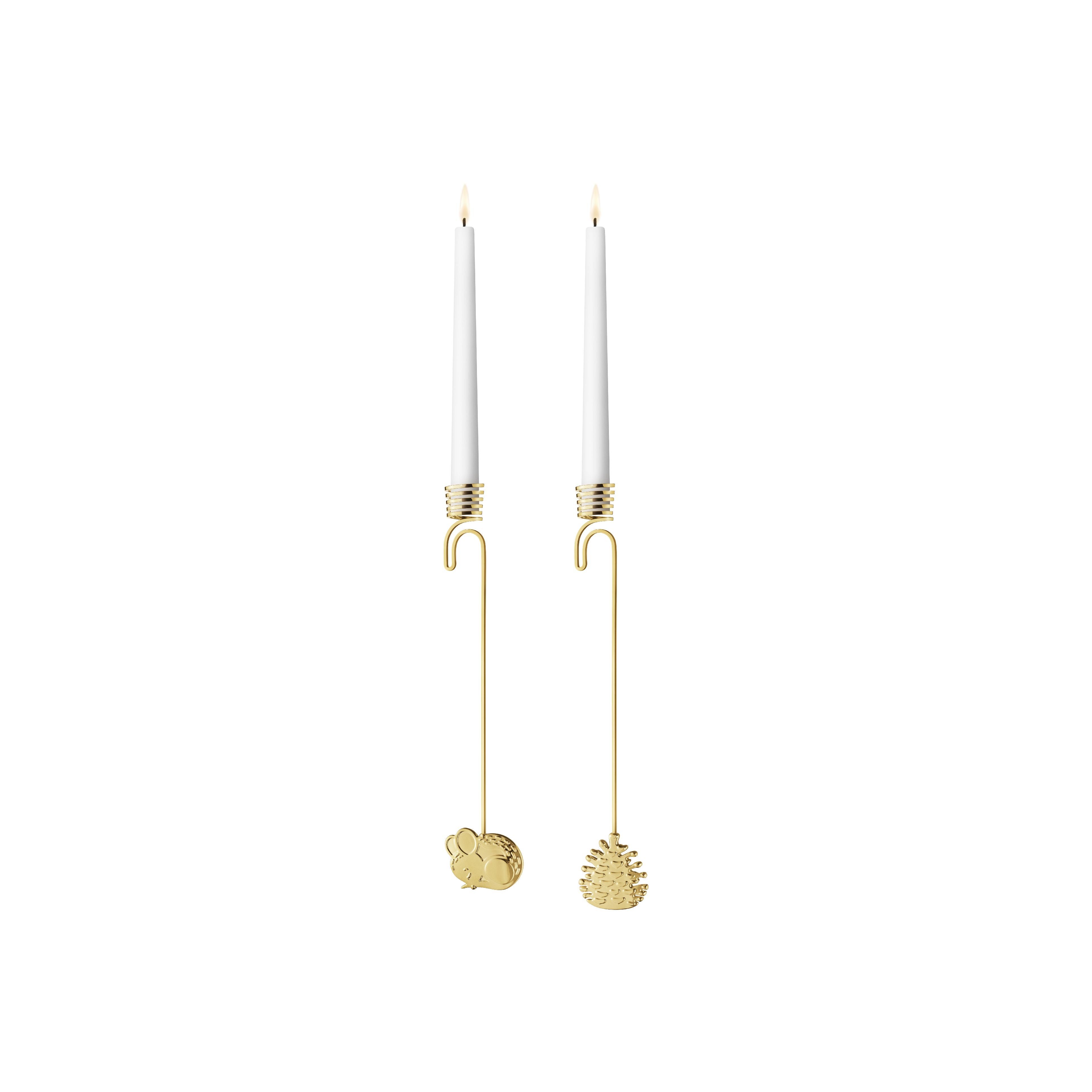 [product_category]-Georg Jensen 2023 Christmas Candleholder Set Mouse & Pine Cone, Gold Plated-Georg Jensen-5713275236702-10020182-GEO-1