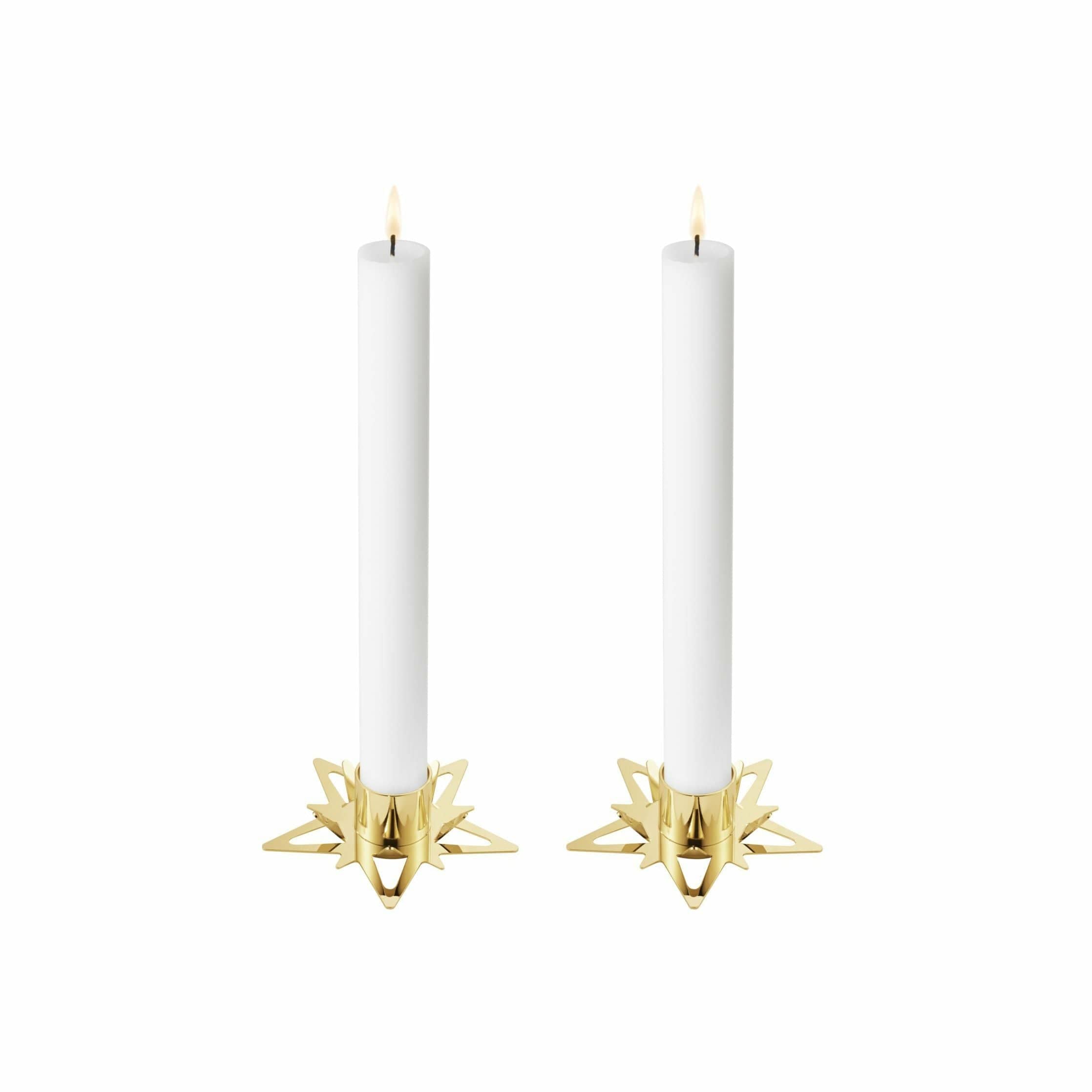[product_category]-Georg Jensen Classic Christmas Star Candle Holder For Rod Candles, Set Of 2, Gold Plated-Georg Jensen-5713275209881-10019321-GEO-2