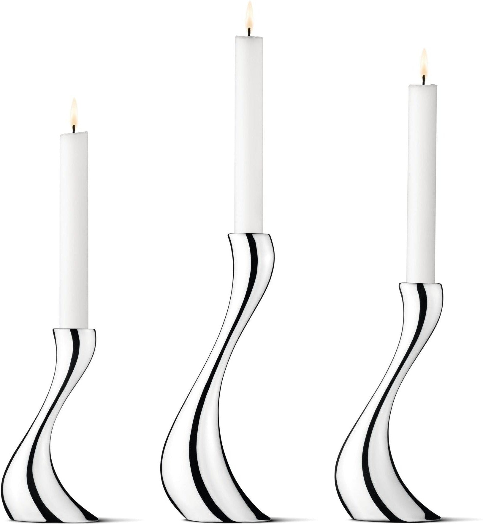 [product_category]-Georg Jensen Cobra Candle Holder Silver, 3 Piece Set-Georg Jensen-5705145062481-3586624-GEO-1