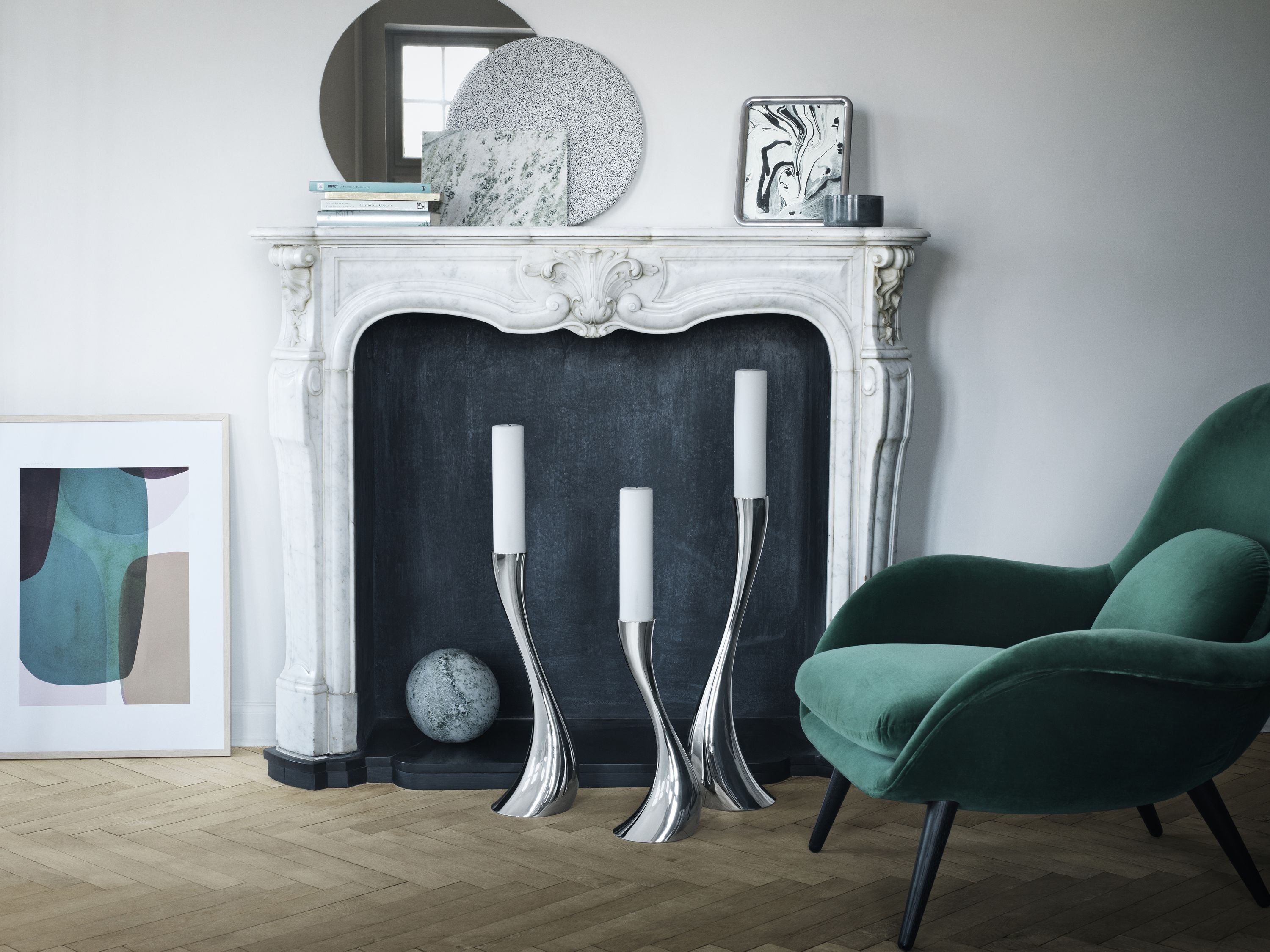 [product_category]-Georg Jensen Cobra Floor Candle Holder Black/White, 50 Cm-Georg Jensen-5705145083271-3586632-GEO-2