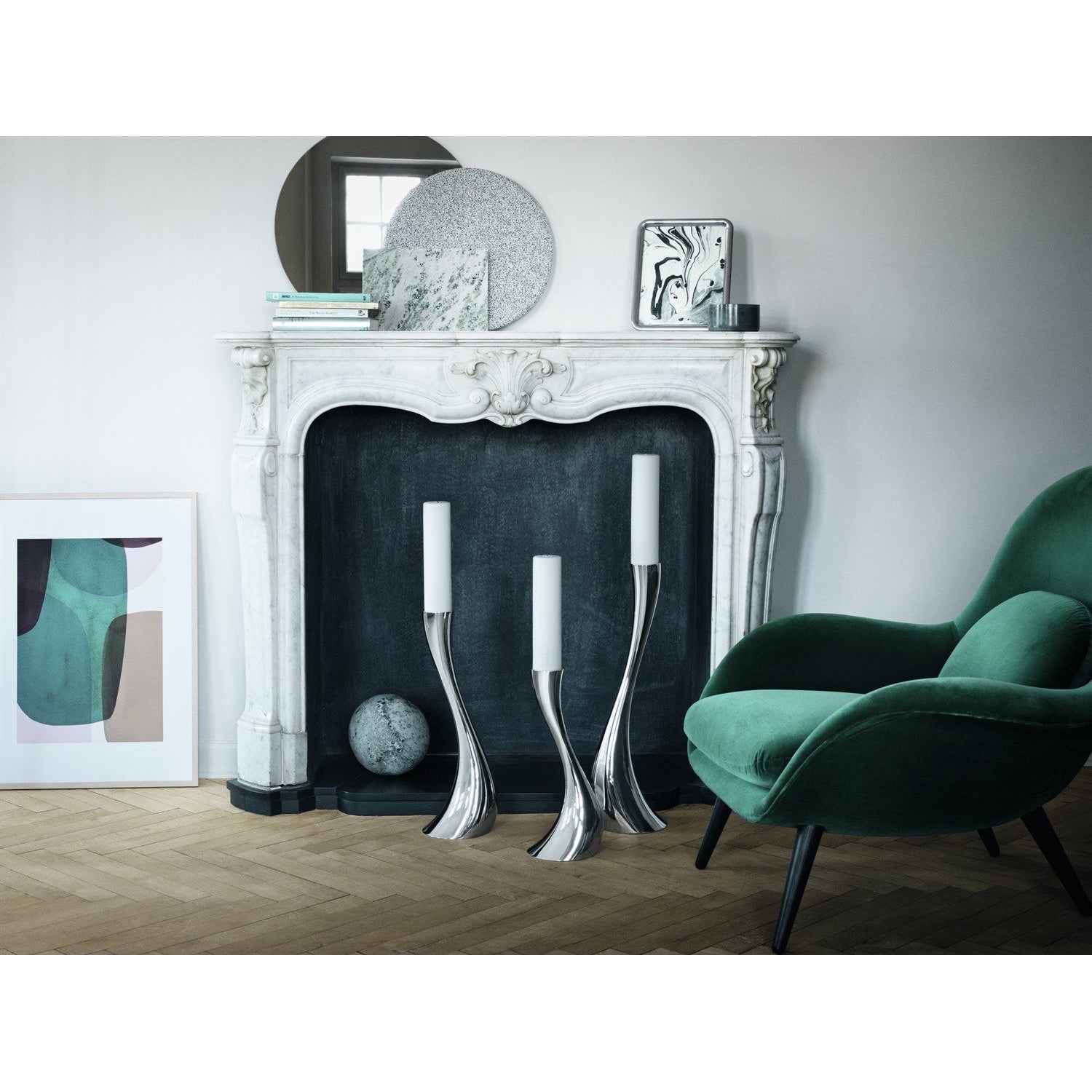 [product_category]-Georg Jensen Cobra Floor Candle Holder Black/White, 60 Cm-Georg Jensen-5705145083288-3586633-GEO-2