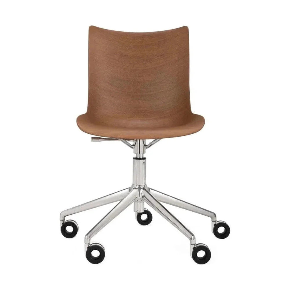[product_category]-Kartell P/Wood Chair With Wheels, Dark Wood/Chrome-Kartell-8058967310382-05926SC-KAR-1