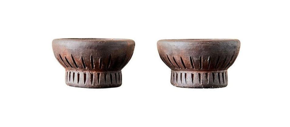 Muubs Fire Tealight Holder 2 Pcs, Brown/Black