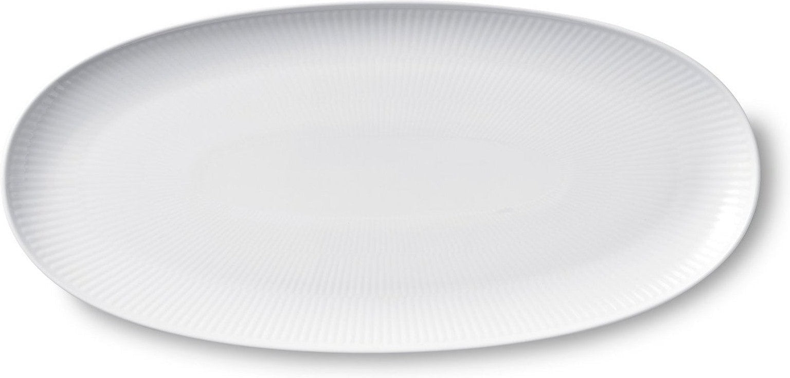 [product_category]-Royal Copenhagen White Fluted Oval Serving Plate, 37cm-Royal Copenhagen-5705140734758-1052388-ROY-1