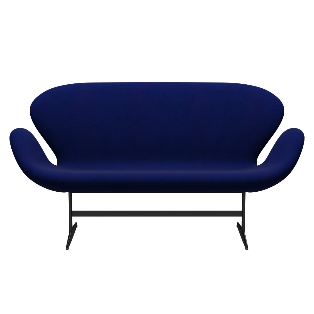 Fritz Hansen Swan Sofa 2 Seater, Black Lacquered/Divina Royal Blue