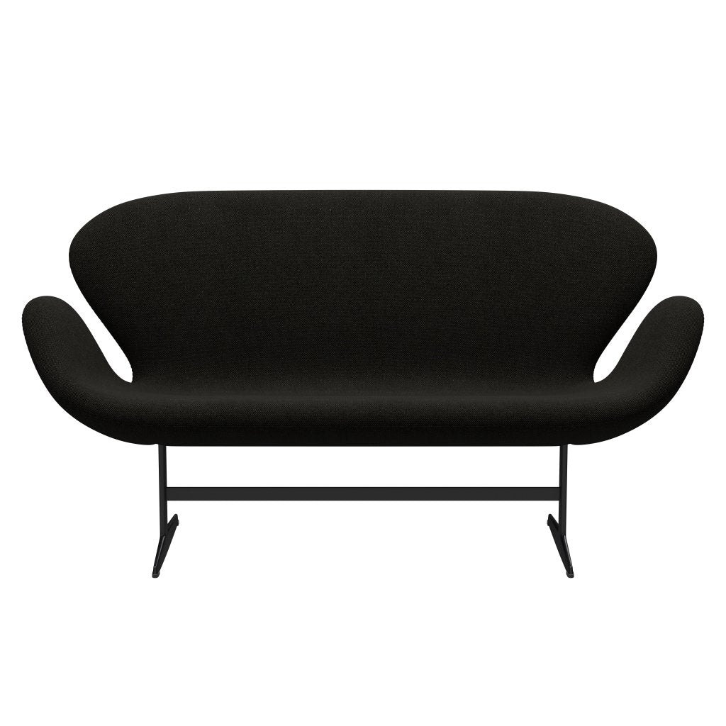Fritz Hansen Swan Sofa 2 Seater, Black Lacquered/Hallingdal Black/Grey (173)