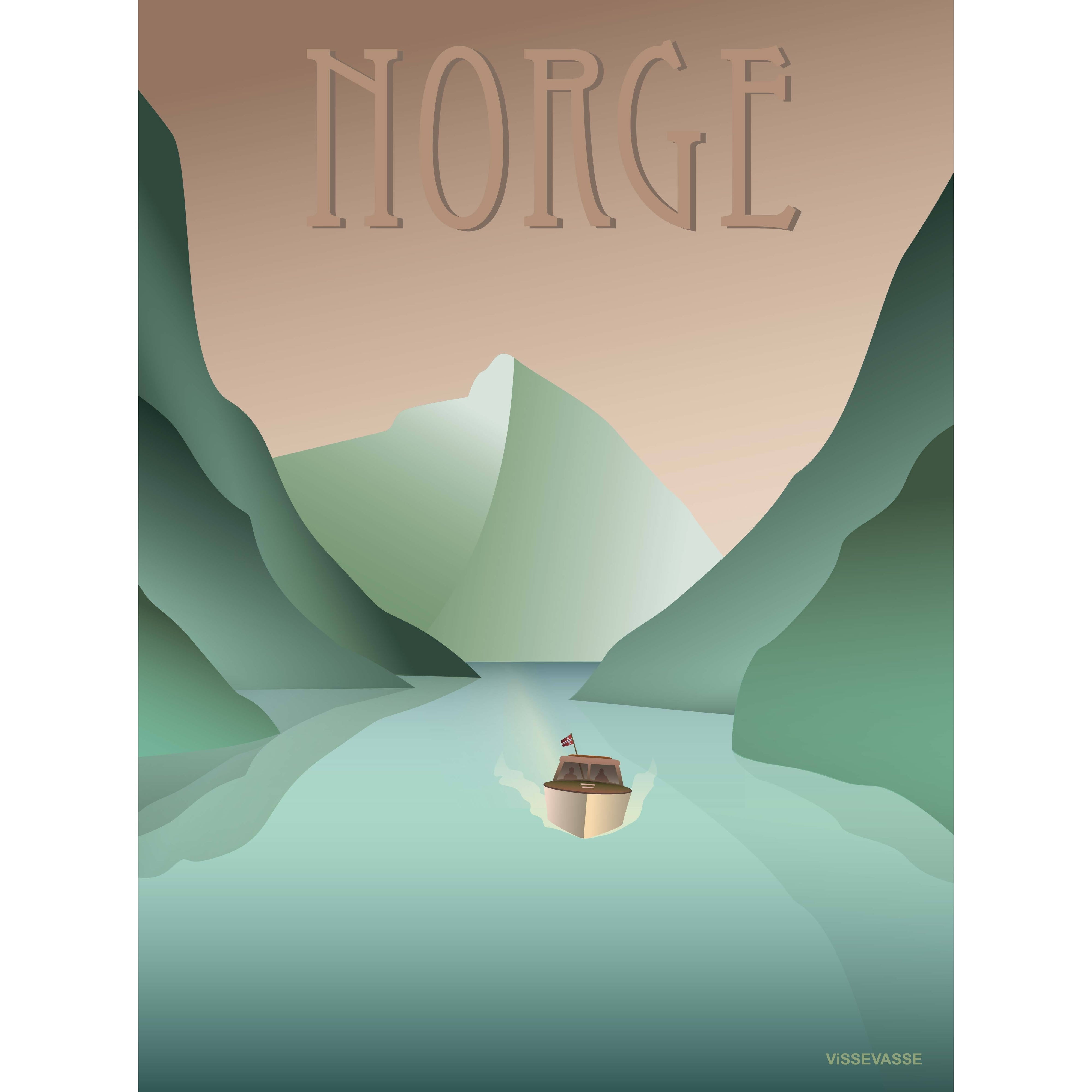 Vissevasse Norwegen Fjord Poster, 15 x 21 cm